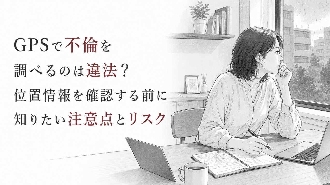 雨の窓辺で位置情報の確認について考えながら、ノートに記録を整理する女性。