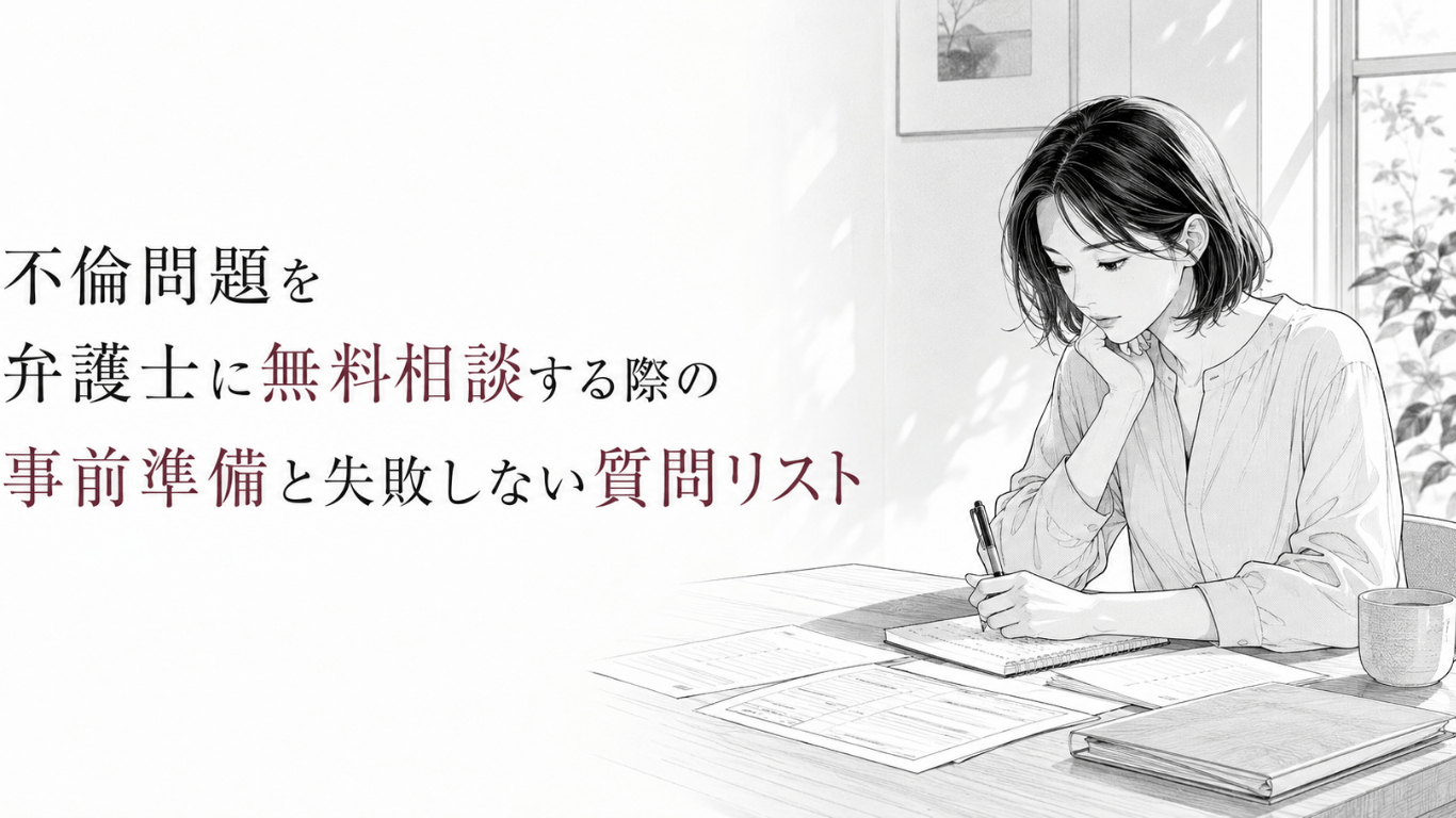 不倫問題の弁護士相談に備え、資料を広げた机で質問事項をノートに整理する女性の静かな様子