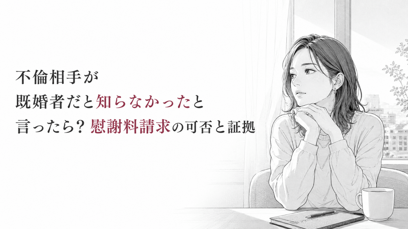 窓辺の机で物思いにふける女性が、不倫相手の認識と慰謝料請求の証拠について静かに考える場面