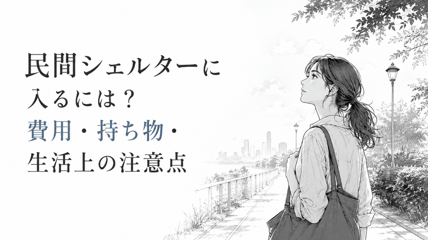 木立のある屋外の遊歩道で、バッグを肩に掛け静かに前を見つめる女性を描いたモノクロ線画。