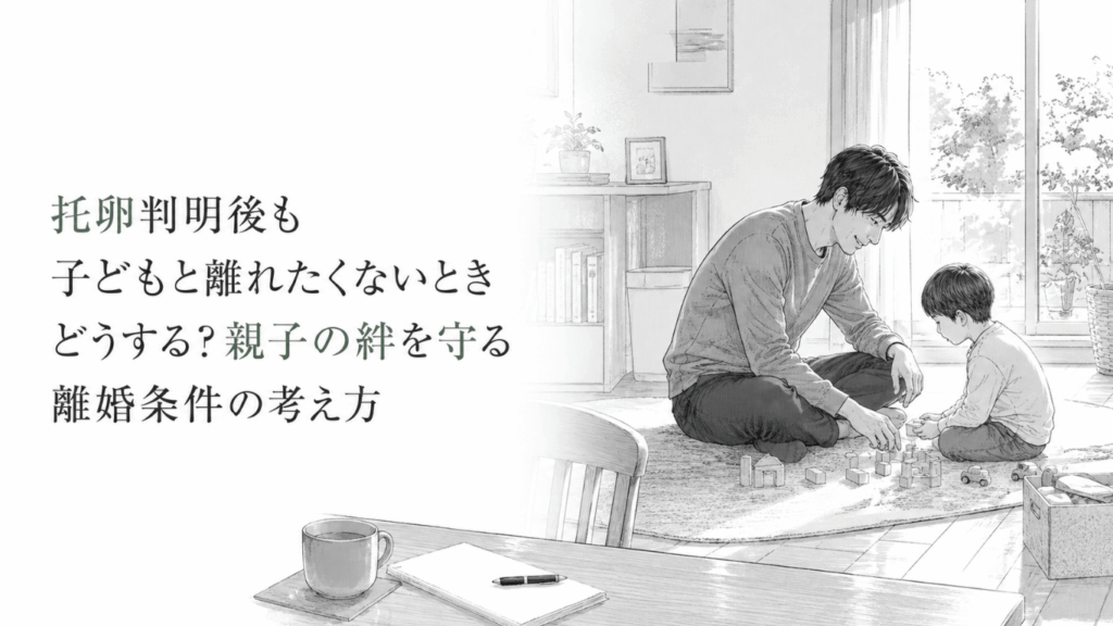 血縁がないと判明した後も、室内で子どもと積み木をしながら親子の絆を守りたいと願う父親