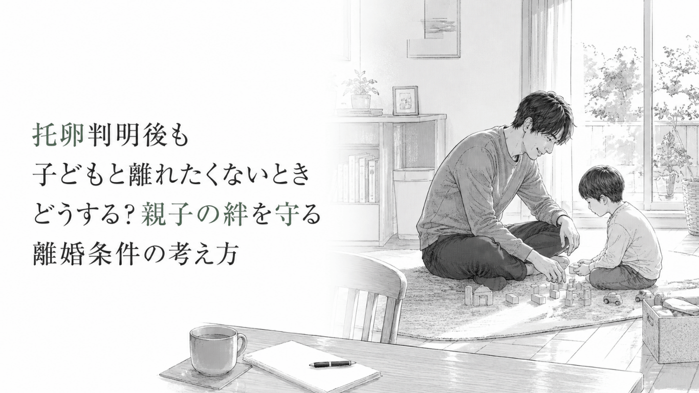 血縁がないと判明した後も、室内で子どもと積み木をしながら親子の絆を守りたいと願う父親