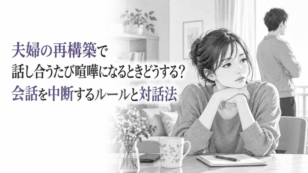 話し合いを一度中断し、距離を置きながら気持ちを落ち着かせて対話の再開を考える夫婦
