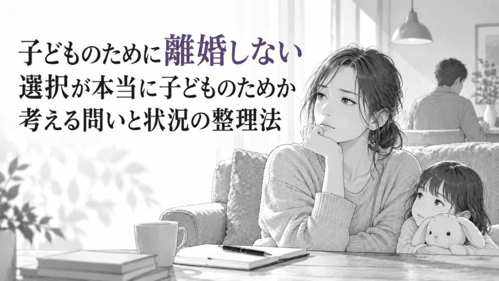 子どものために離婚しない選択が本当に良いのか、家庭内の状況を見つめながら考え込む母親の姿