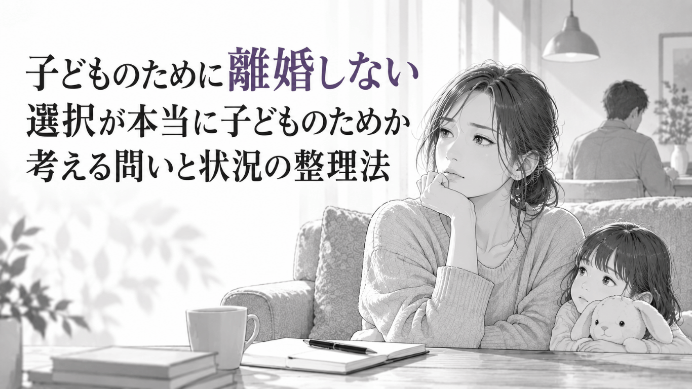 子どものために離婚しない選択が本当に良いのか、家庭内の状況を見つめながら考え込む母親の姿